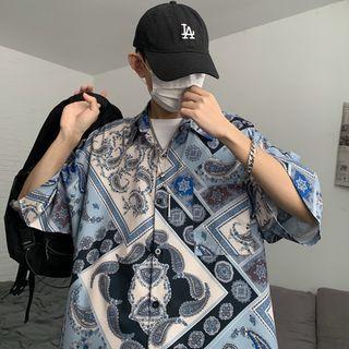 Short-sleeve Paisley Print Hawaiian Shirt