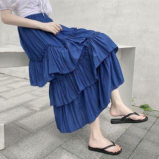 Midi Ruffled Layered Skirt