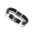 Fashion Personalized X-shaped 316l Stainless Steel Braided Leather Long Bracelet Silver - One Size