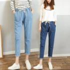 Drawstring Straight Cut Cropped Jeans