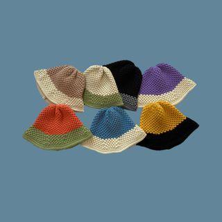 Colour-panel Knit Bucket Hat