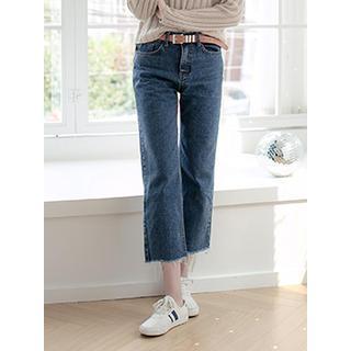 Frey-hem Cropped Jeans
