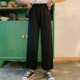 High-waist Wide-leg Pants Black - One Size