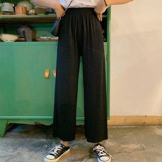 High-waist Wide-leg Pants Black - One Size