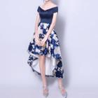 Off Shoulder Short-sleeve A-line Cocktail Dress
