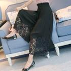 Lace Paneled Cropped Wide-leg Pants