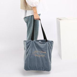 Lettering Embroidered Shoulder Bag