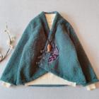 Frog-buttoned Embroidered Fleece Jacket