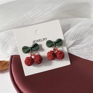 Cherry Dangle Earring 1 Pair - Stud Earring - Green & Red - One Size