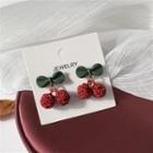 Cherry Dangle Earring 1 Pair - Stud Earring - Green & Red - One Size