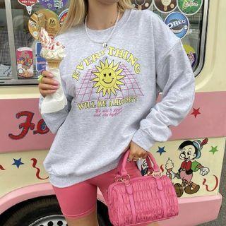 Long Sleeve Sun Print Loose-fit Sweatshirt