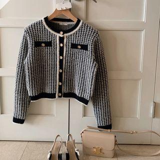 Fuzzy Woolen Plaid Cardigan