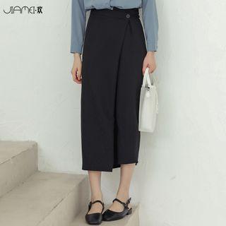 Button Midi Shift Skirt