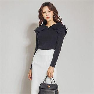 Capelet Scalloped Knit Top