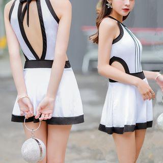 Cutout Halter Swim Dress