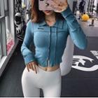 Long-sleeve Collared Sports Crop Top