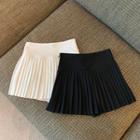 High-waist Plain A-line Accordion Pleat Mini Skirt