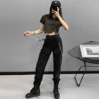 High-waist Jogger Pants With Chain