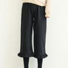 Frill Trim Cropped Straight Cut Pants