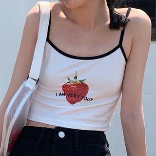 Strawberry Camisole Top White - One Size