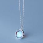 Glass Pendant Sterling Silver Necklace S925 Silver Necklace - Blue Glass - Silver - One Size