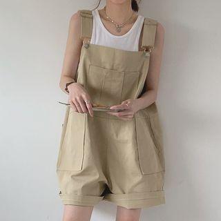 Plain Straight Leg Jumper Shorts Khaki - One Size