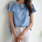 Slit-sleeve Ruffle-trim Blouse
