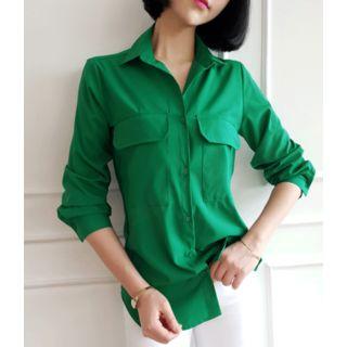 Pocket-detail Blouse One Size