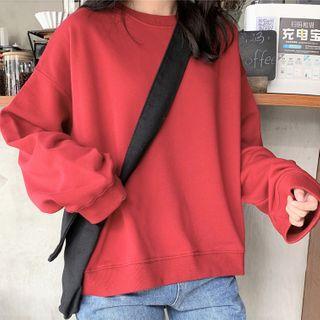 Loose-fit Long Sleeve Plain T-shirt