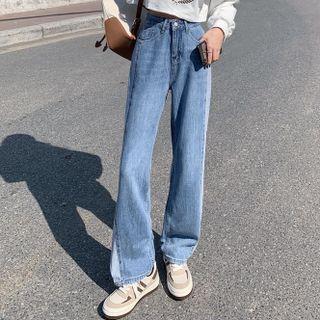 Mid Rise Loose Fit Two Tone Jeans