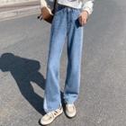 Mid Rise Loose Fit Two Tone Jeans