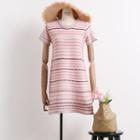 Striped Knit A-line Dress Pink - One Size