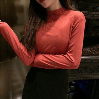 Plain Mock-turtleneck T-shirt