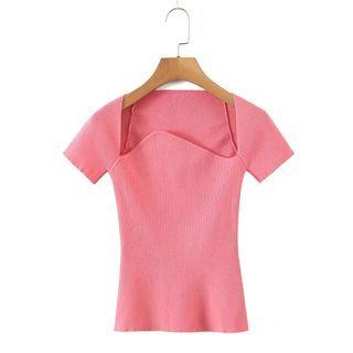 Asymmetrical Short-sleeve Crop Top