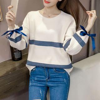 Color Block Ribbon Knit Pullover