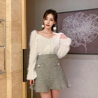 Square-neck Fuzzy Blouse
