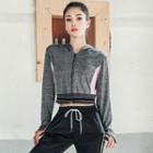 Color Block Hooded Zip Sports Jacket