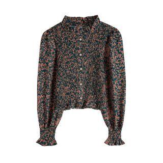 Floral Print Pleated Shirt