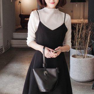 Mock-neck Crinkled Top