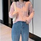 Cable-knit Cardigan / Cropped Wide-leg Jeans