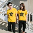 Couple Matching Star Print Short Sleeve T-shirt / Capri Jogger Pants