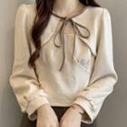 Long-sleeve Bow-neck Top