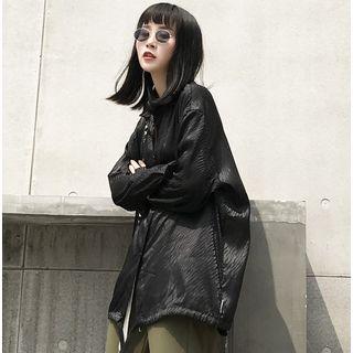 Oversized Embossed Shirt Black - One Size