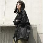Oversized Embossed Shirt Black - One Size