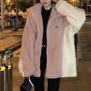 Stand Collar Two-tone Fleece Jacket