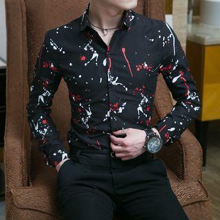Long-sleeve Paint Splattered Shirt
