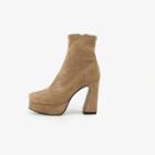 Chucky-heel Faux-suede Ankle Boots