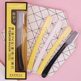 Set Of 4: Stainless Steel Eyebrow Razor 4 Pcs - Yellow & White & Black - One Size