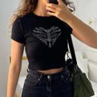 Heart Graphic Short Sleeve Ribbed T-shirt