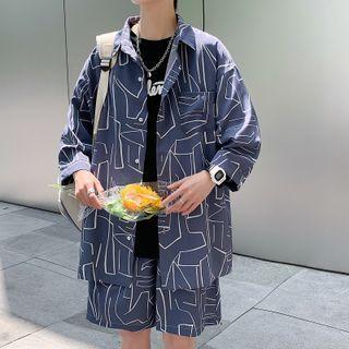 Set: Print Shirt + Loose Fit Shorts